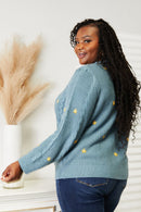 HEYSON Cardigan torsadé brodé floral pleine taille