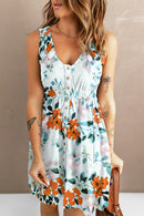 Vestido sin mangas con botones y estampado de girasoles