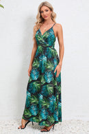 Vestido camisero largo con sobrepelliz estampado