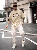 CALIFORNIA Camiseta de algodón con estampado de letras para hombre