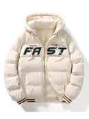 FAST Abrigo bordado con capucha de invierno para hombre