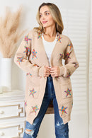 Cardigan long ouvert à motif étoile Double Take