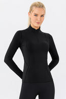 T-shirt actif à col montant et zip quart de longueur