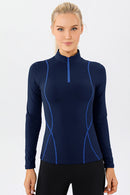 T-shirt actif à col montant et zip quart de longueur