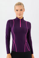 T-shirt actif à col montant et zip quart de longueur