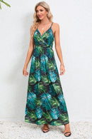Vestido camisero largo con sobrepelliz estampado