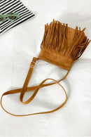 Bolso bandolera de piel sintética con flecos