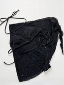 Conjunto de baño de tres piezas sin espalda con cuello halter y purpurina