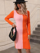 Robe pull fendue contrastée