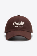 CREATE NEW LIFE Gorra de béisbol de algodón ajustable