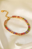Bracelet Zircon Multicolore Plaqué Or 18K