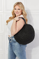 Bolso de mano de mimbre de paja Beach Date de Justin Taylor en negro