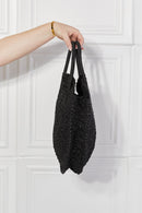 Bolso de mano de mimbre de paja Beach Date de Justin Taylor en negro