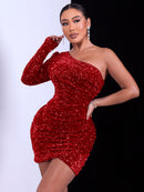 Robe moulante à sequins et ourlet tulipe