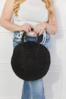 Bolso de mano de mimbre de paja Beach Date de Justin Taylor en negro