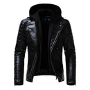 AYBER Men's Fashionista PU Chaqueta con Capucha de Cuero Sintético