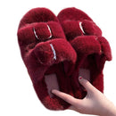 Pantuflas peludas y esponjosas con doble tira para mujer