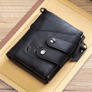 Cartera BULLCAPTAIN de piel auténtica con cremallera y cadena