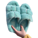 Pantuflas peludas y esponjosas con doble tira para mujer