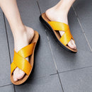 Pantuflas de hombre en piel sintética italiana
