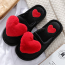 Pantuflas antideslizantes con forma de corazón peludas para mujer