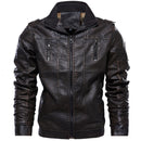 Chaqueta de cuero de PU con interior de vellón retro para hombre