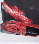 Mocasines de piel sintética a cuadros con borlas para hombre