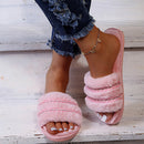 Pantuflas De Mujer Antideslizantes De Pelo Con Detalles De Estrás
