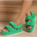 Sandalias peludas de felpa con plataforma para mujer