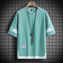 Camisetas casuales de dos colores de corte holgado para hombre
