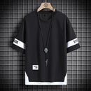 Camisetas casuales de dos colores de corte holgado para hombre