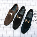 Mocasines de ante sin cordones clásicos de lujo para hombre