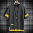 Camisetas casuales de dos colores de corte holgado para hombre