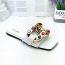 Pantoufles à anneaux en métal à la mode décontractée pour femmes