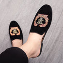 PHER Mocasines de terciopelo sin espalda de ante para hombre