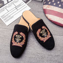 PHER Mocasines de terciopelo sin espalda de ante para hombre