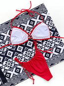 Conjunto de bikini con cuello halter y detalle de volantes