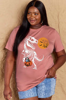 Camiseta de algodón con estampado de esqueleto de dinosaurio de tamaño completo de Simply Love