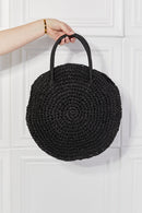 Bolso de mano de mimbre de paja Beach Date de Justin Taylor en negro