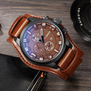 CURREN Luxury Men's Leather Strap Watch - AM APPAREL
