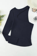 Cutout One-Shoulder Ribbed Top - AM APPAREL
