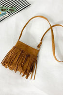 Bolso bandolera de piel sintética con flecos