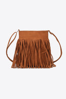 Bolso bandolera de piel sintética con flecos