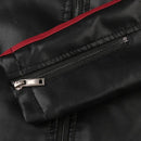 Men's Faux Leather Casual Stand Collar Jacket - AM APPAREL