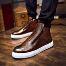 Men's High Top Zip Closure Vulcanized Sheos - AM APPAREL
