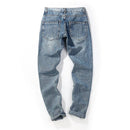 Men's Streetwear Letter Print Patchwork distressed Jeans - AM APPAREL