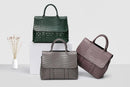 Women's Real Leather One Shoulder Handle Bag - AM APPAREL