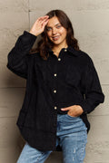 Ninexis Collared Neck Dropped Shoulder Button-Down Jacket