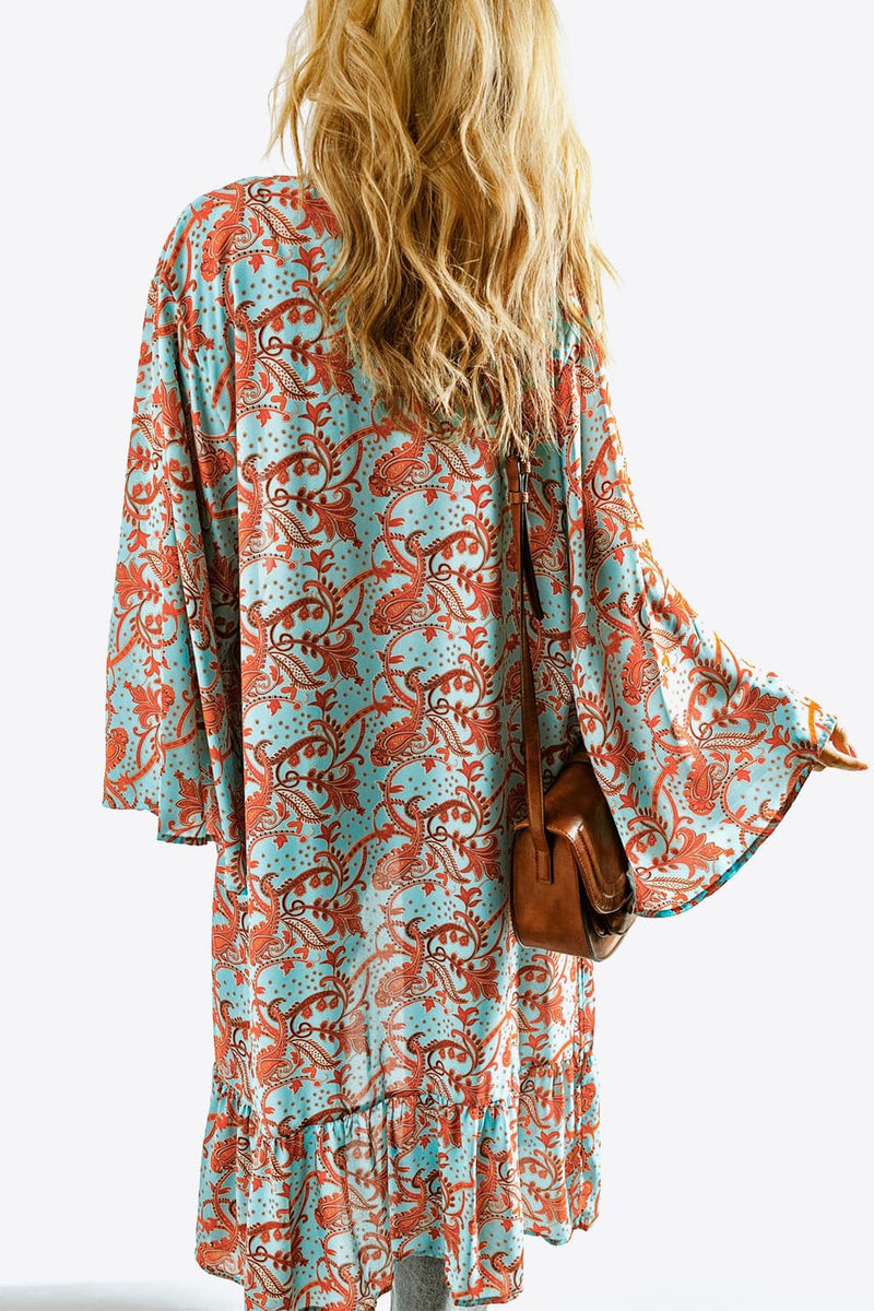 Printed Open Front Duster Cardigan