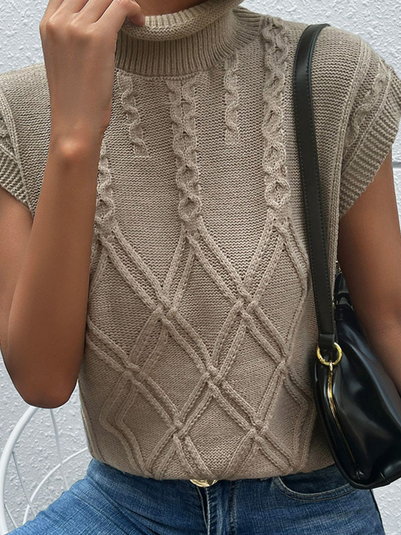 Perfee Mixed Knit Turtleneck Sweater Vest